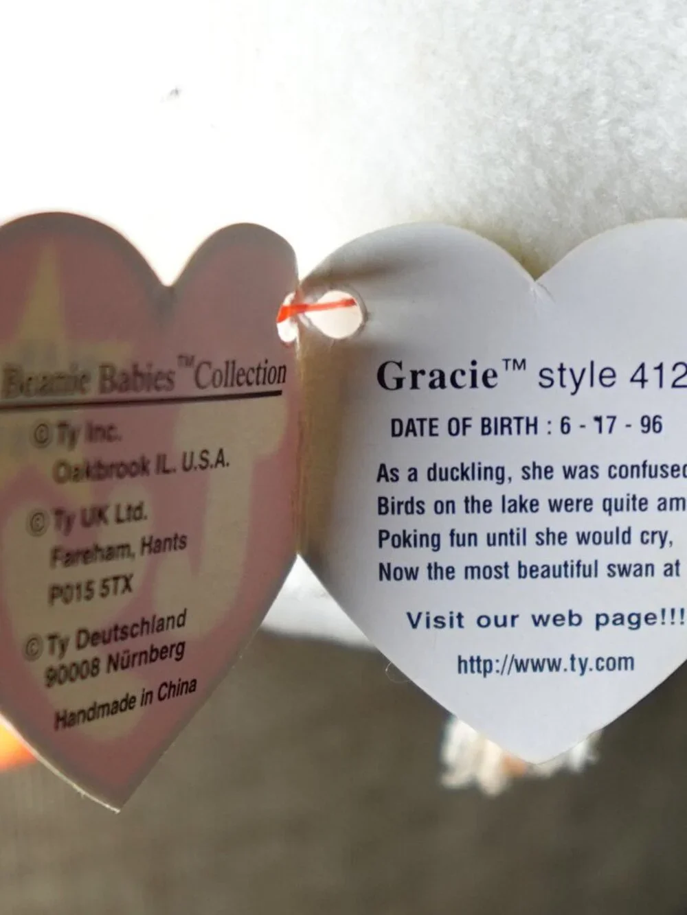 Vintage Ty Gracie Swan Beanie Baby